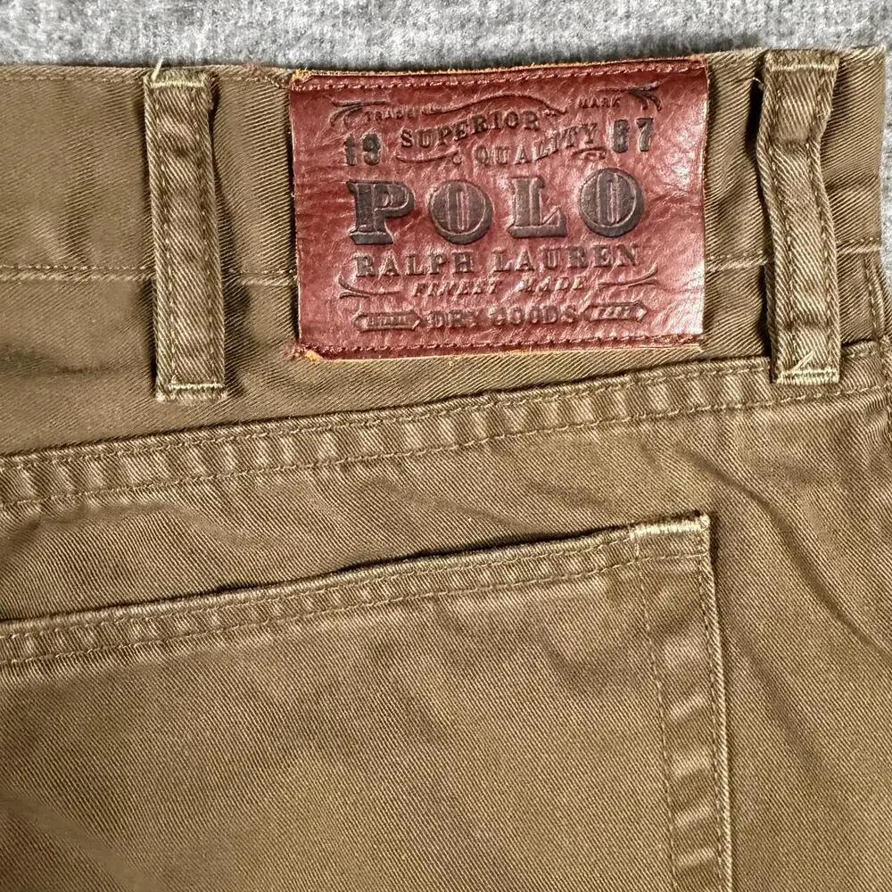 Polo Ralph Lauren Pants Mens 38x33 Brown Cotton Straight 5 Pocket Denim Casual